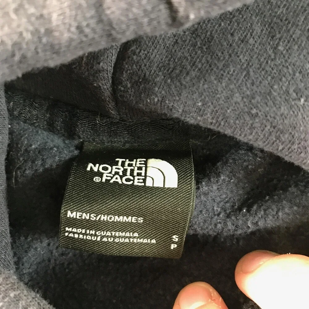 The North Face Hoodie Mens Small Navy Blue Fleece Pullover Back Logo Graphic
